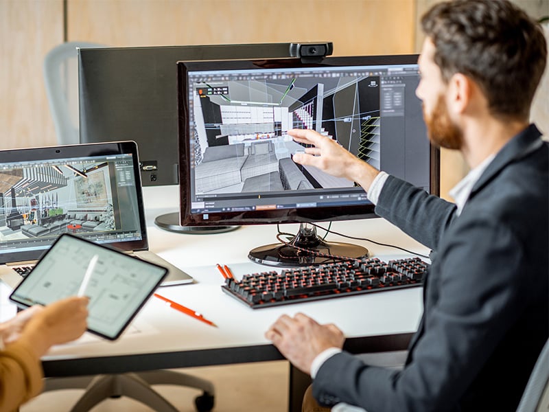 Designers using 3D software