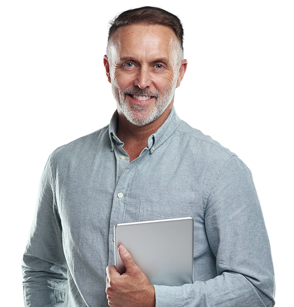 Man holding tablet